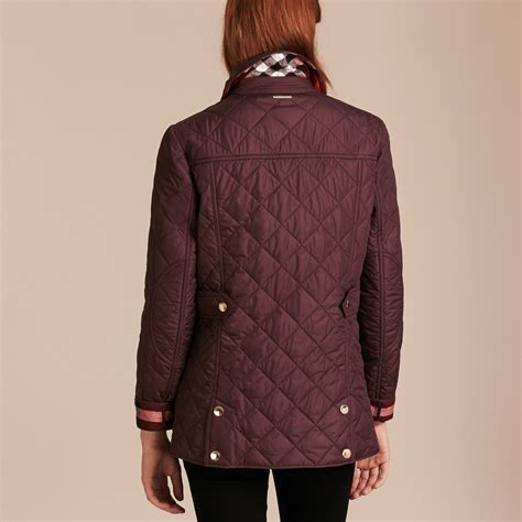 burberry check detail diamond quilted jacket|burberry quilted jacket outlet.